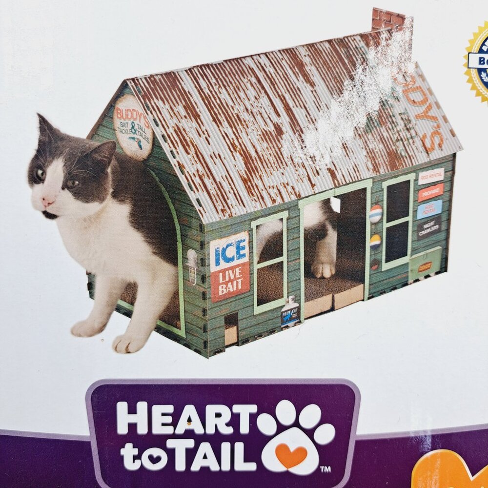 Bait Shop Cat or Small Animal Playhouse with Cardboard Scratching Board